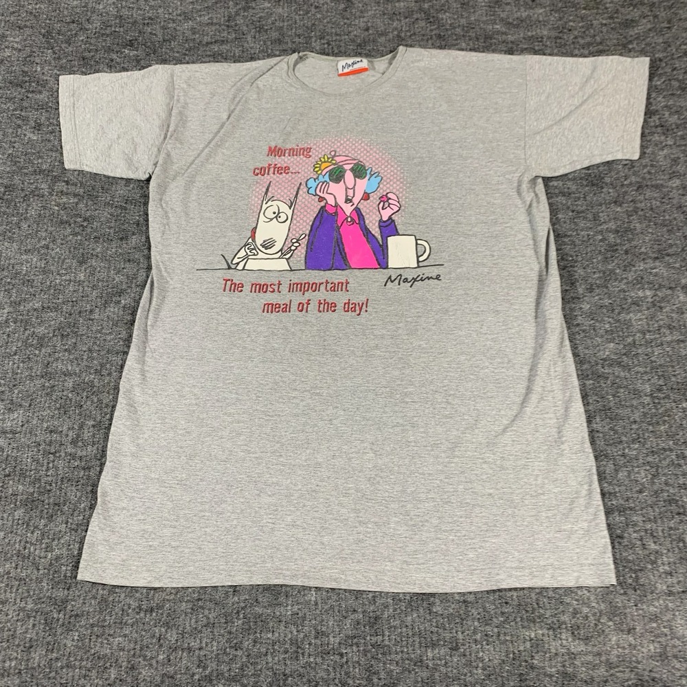 VTG Jerry Leigh Maxine T Shirt Womens XL Gray Morning Coffee Hallmark Comic 90s